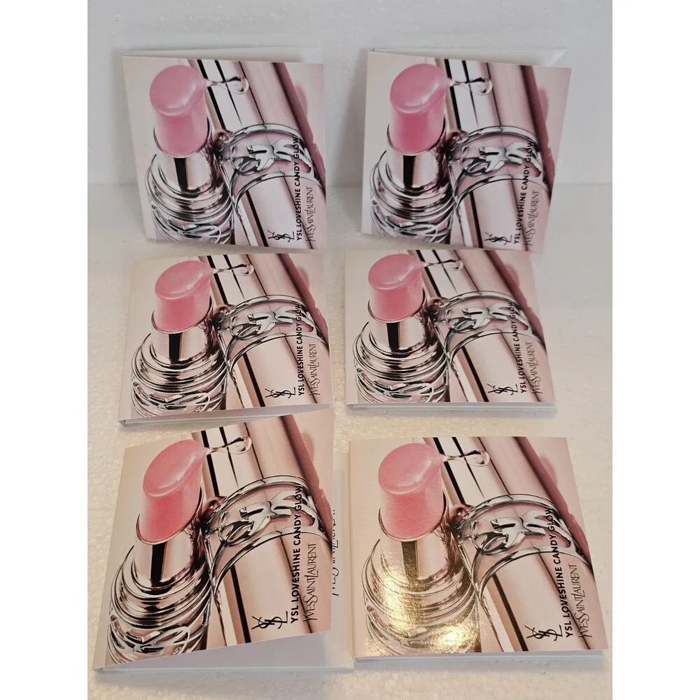 6x Yves Saint Laurent Loveshine Candy Glow Balm 3-Shade Sample Card & Applicator